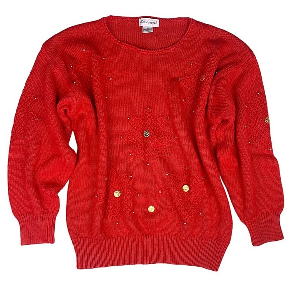 Vintage Sweaters - Vintage Eminent Embellished Star Holiday Sweater